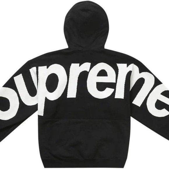 Supreme Big Logo Jacquard Hooded Sweatshirt Black Size Large - Picture 2 of 4